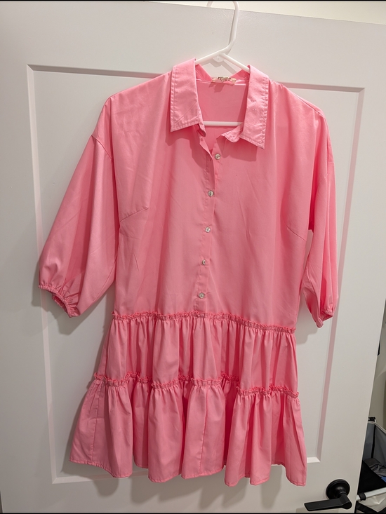 Umgee Dresses & Skirts - Umgee Pink Collared Button-Up Dress